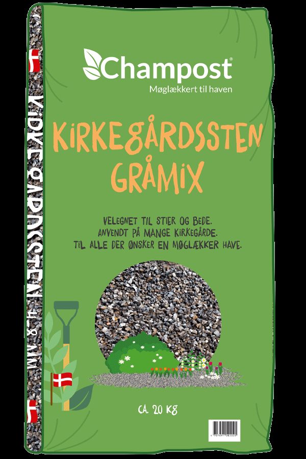 Kirkegårdssten Gråmix 20 kg 3 <h3 data-start="159" data-end="203"><strong data-start="163" data-end="203">Kirkegårdssten Gråmix 4–8 mm – 20 kg</strong></h3> <p data-start="205" data-end="450">Vores <strong data-start="211" data-end="236">Kirkegårdssten Gråmix</strong> er 100 % naturlige, danske sten med en <strong data-start="276" data-end="301">smuk grålig farvetone</strong> og en <strong data-start="308" data-end="331">blød, afrundet form</strong>. De små sten måler <strong data-start="351" data-end="361">4–8 mm</strong> og har en <strong data-start="372" data-end="396">let og løs overflade</strong>, som giver et <strong data-start="411" data-end="439">roligt og elegant udtryk</strong> i haven.</p> <p data-start="452" data-end="697">Kirkegårdsstenene er perfekte til <strong data-start="486" data-end="519">gangstier, bede og gravsteder</strong>, hvor de tilfører et stilrent og harmonisk look, der passer til havens øvrige naturlige materialer. De runde sten gør overfladen behagelig at færdes på og nem at vedligeholde.</p> Kirkegårdssten Gråmix