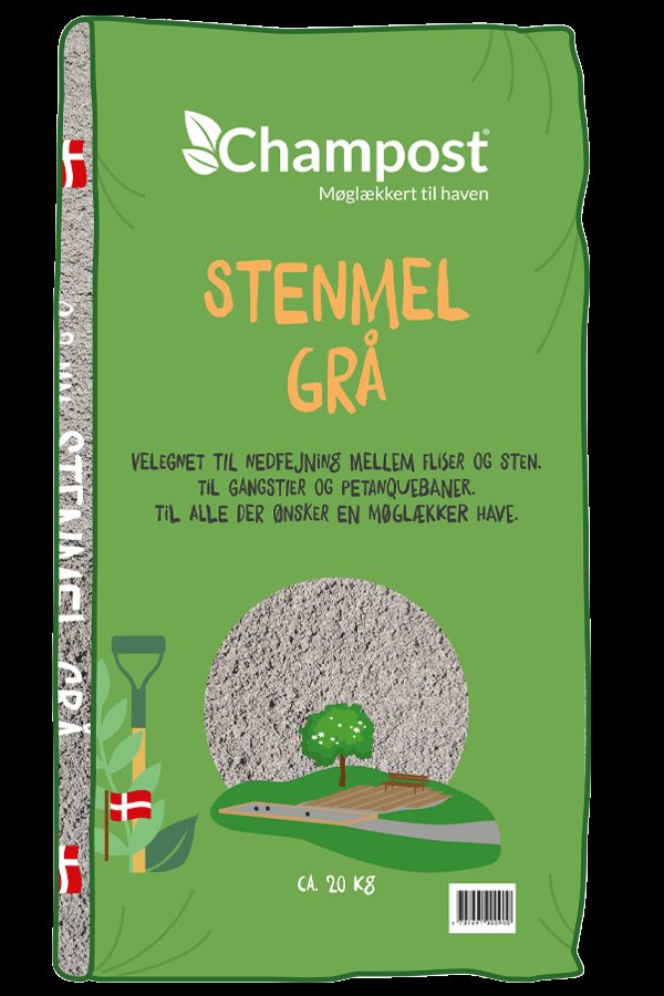 Stenmel, grå 0-2 mm 20 kg hel palle 66 stk. 3 <h3 data-start="207" data-end="275"><strong data-start="211" data-end="275">Stenmel Grå 0–2 mm – 20 kg (Hel palle – 66 stk.) – Fri fragt</strong></h3> <p data-start="277" data-end="576">Vores <strong data-start="283" data-end="298">grå stenmel</strong> er et fint, knust granitmateriale med kornstørrelse på <strong data-start="354" data-end="364">0–2 mm</strong>, ideelt til <strong data-start="377" data-end="436">belægning, stier, gårdspladser og fugning mellem fliser</strong>. Stenmelet giver et flot og stabilt underlag med et naturligt, gråt udtryk, der passer perfekt til både moderne og klassiske havemiljøer.</p> <p data-start="578" data-end="834">Når stenmelet komprimeres, danner det en <strong data-start="619" data-end="645">fast og jævn overflade</strong>, som stadig tillader vand at trænge igennem. Det gør det ideelt som <strong data-start="714" data-end="752">overfladelag på stier og terrasser</strong> eller som <strong data-start="763" data-end="831">fugemateriale mellem granitfliser, chaussésten og belægningssten</strong>.</p> Stenmel, grå 0-2 mm 20 kg hel palle 66 stk.